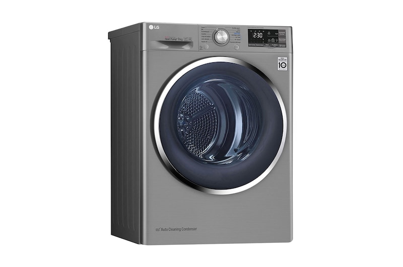 LG  مجفف ذو عاكس مزدوج سعة 9 كجم، مع مستشعر تجفيف، بلون فضي، يدعم تطبيق ThinQ , RC90V9EV2W