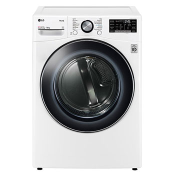 مجفف ذو عاكس مزدوج سعة 16 كجم، مع مستشعر تجفيف, العناية بالحساسية ، بلون أبيض، يدعم تطبيق ThinQ