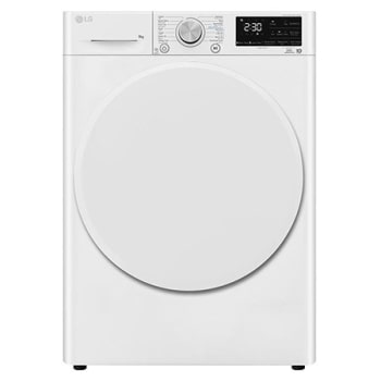 مجفف ذو عاكس مزدوج سعة 9 كجم، مع مستشعر تجفيف, العناية بالحساسية ، بلون أبيض، يدعم تطبيق ThinQ