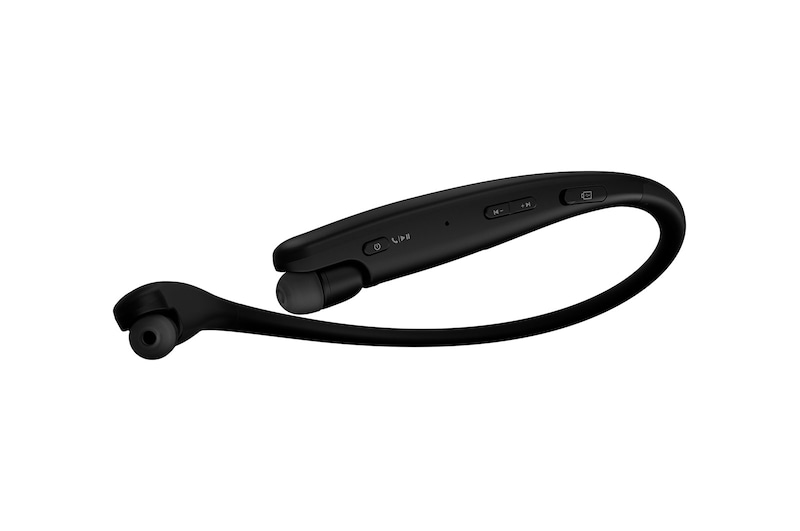 LG سماعة الاذن الرفيعة مع خاصية الصوت مريديان, سرعة في الشحن, مايكروفون مزدوج (لون أسود), HBS-SL5