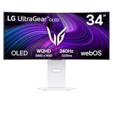 شاشة الألعاب الذكية المنحنية LG UltraGear™ مقاس 34 بوصة وبدقة OLED 240Hz WQHD | webOS، وزمن استجابة 0.03ms (GtG)، ومعدل تحديث 240Hz، وDisplayHDR True Black 400