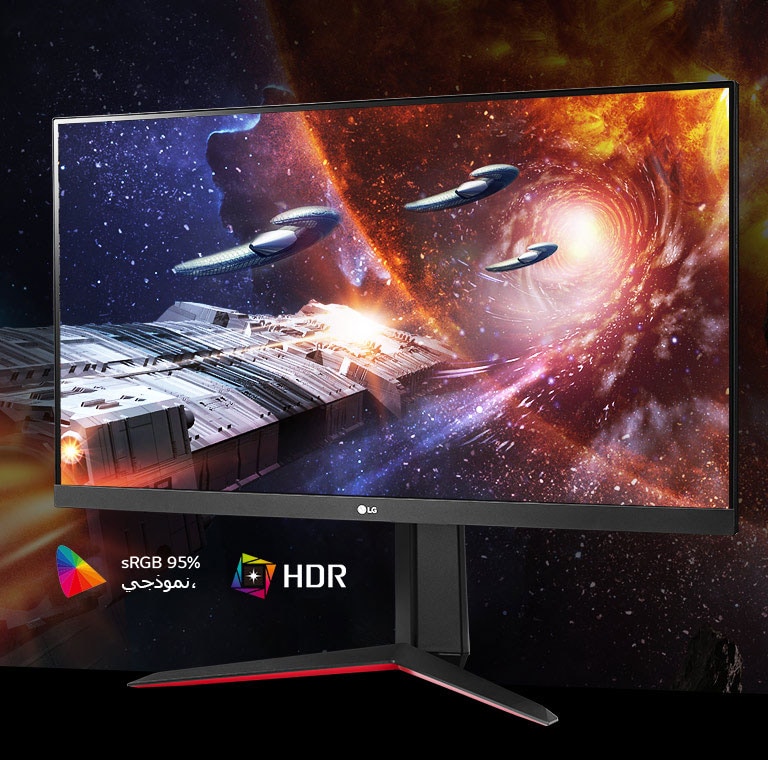 مشهد ألعاب بألوان غنية وتباين على الشاشة تدعم Hdr10 وSrgb 95% (نموذجي)