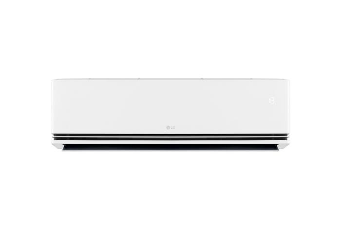 Front view of an LG air conditioner with the lower vanes slightly open