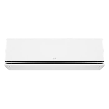 Front view of an LG air conditioner with the lower vane open