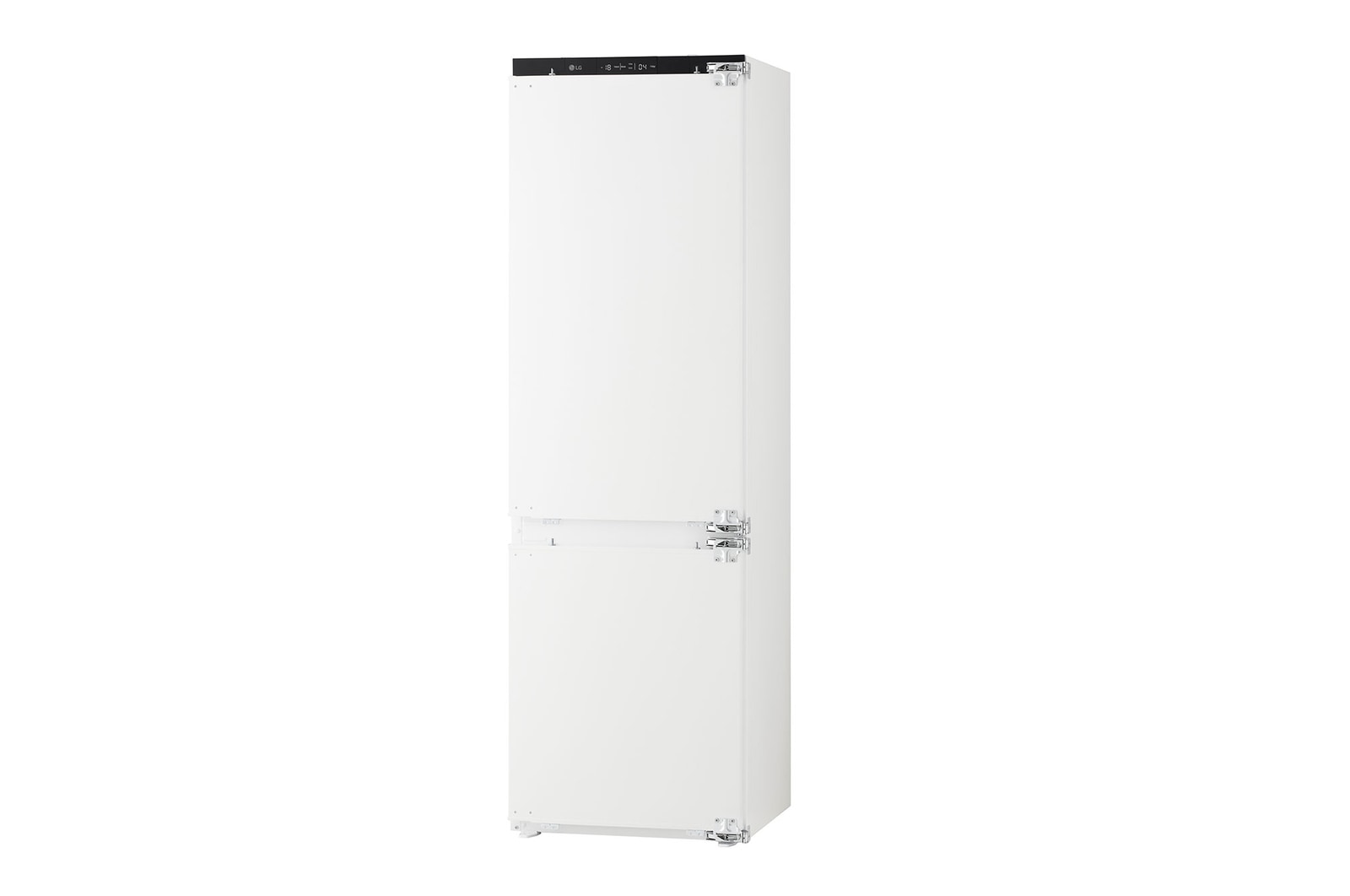 Left side view of 233L Built-in Bottom Freezer White with Total no frost and Fresh vegetable drawer.