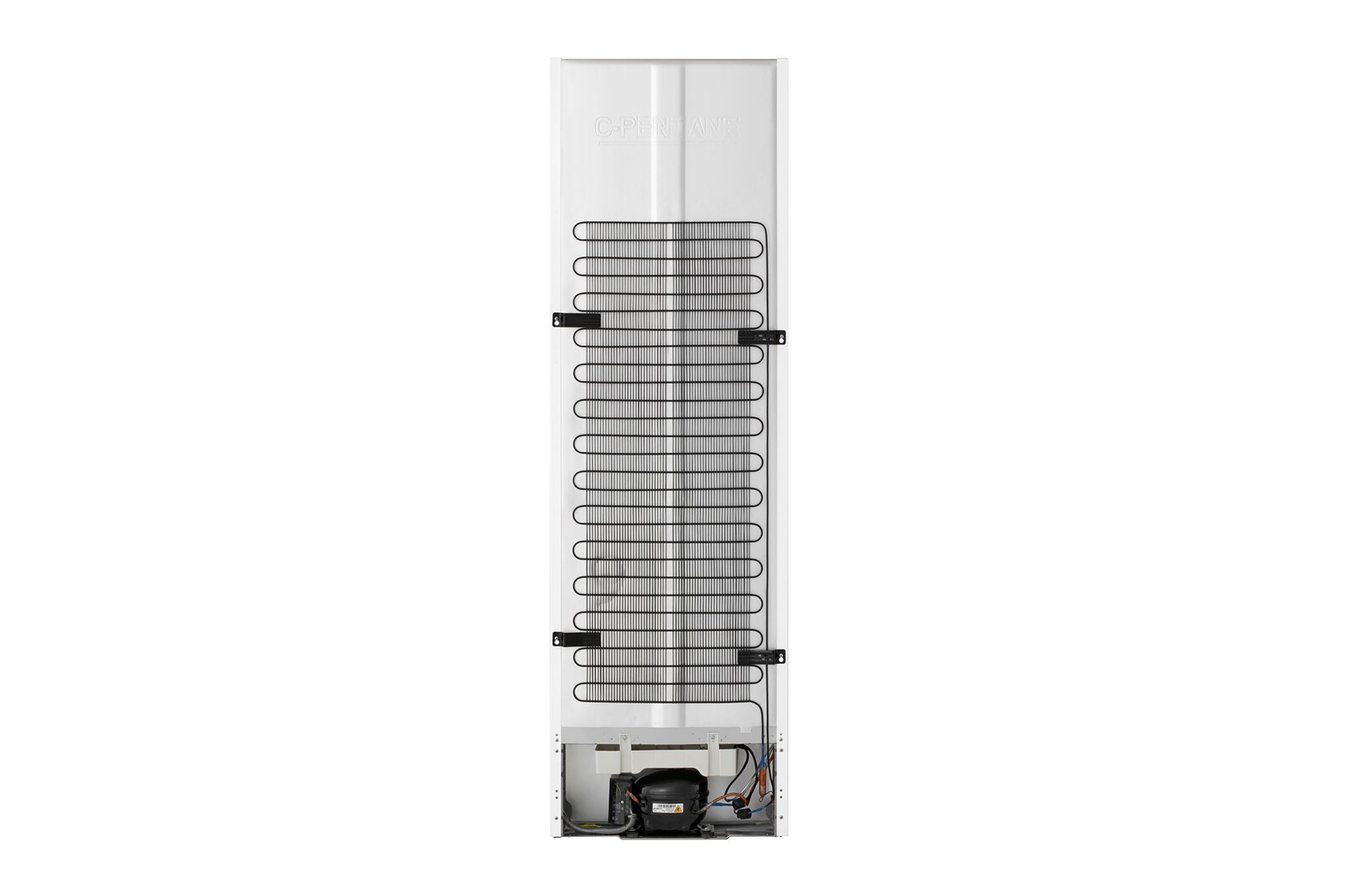 Back view of 233L Built-in Bottom Freezer White with Total no frost and Fresh vegetable drawer.