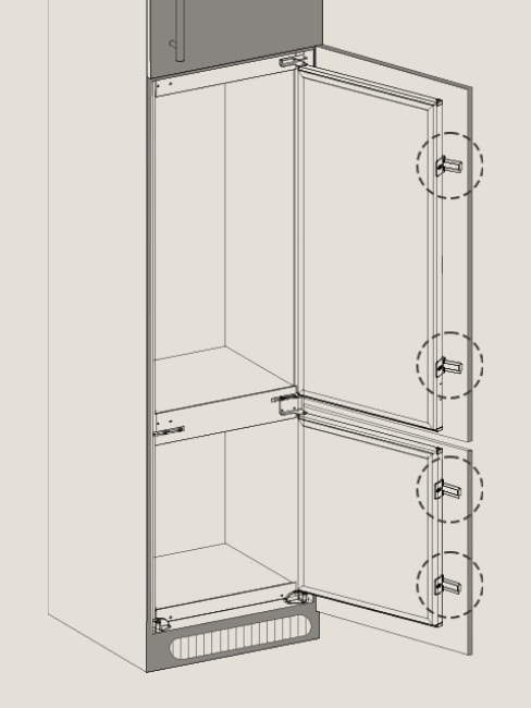 صورة لكيفية تثبيت باب الثلاجة.