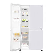 LG 22.1 قدمًا مكعبًا ، ثلاجة جنبًا إلى جنب ، لون أبيض ، تشخيص ذكي ، ضاغط خطي عاكس, LS242BBWLN