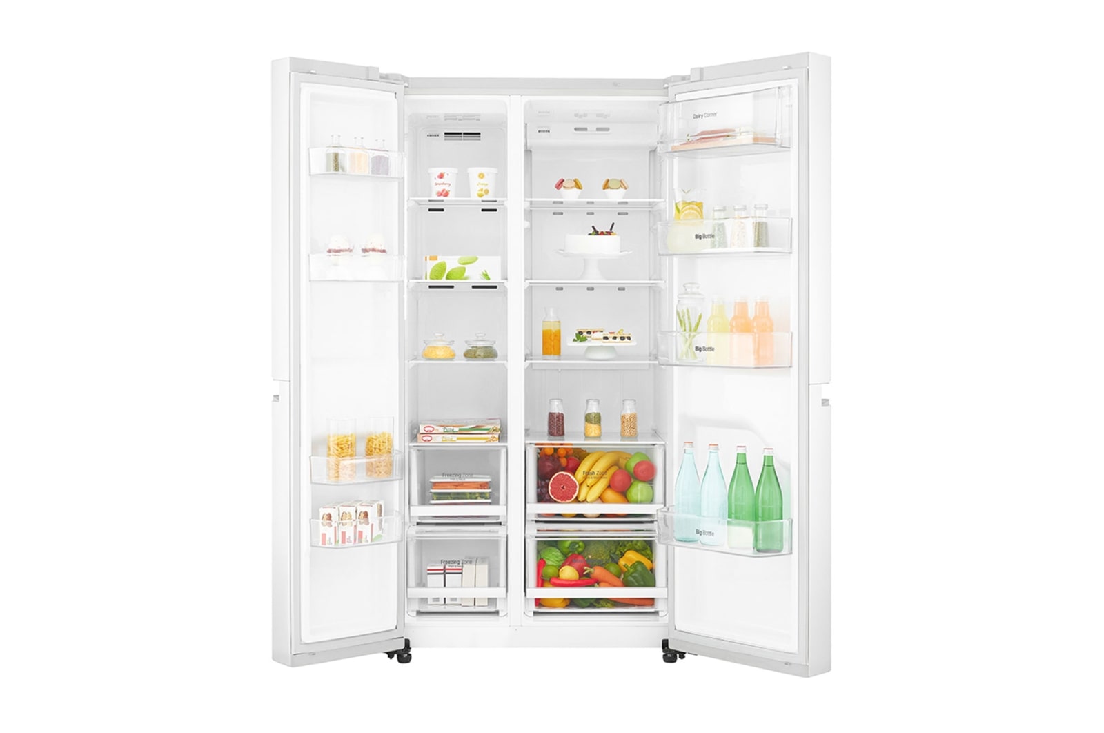 LG 22.1 قدمًا مكعبًا ، ثلاجة جنبًا إلى جنب ، لون أبيض ، تشخيص ذكي ، ضاغط خطي عاكس, LS242BBWLN
