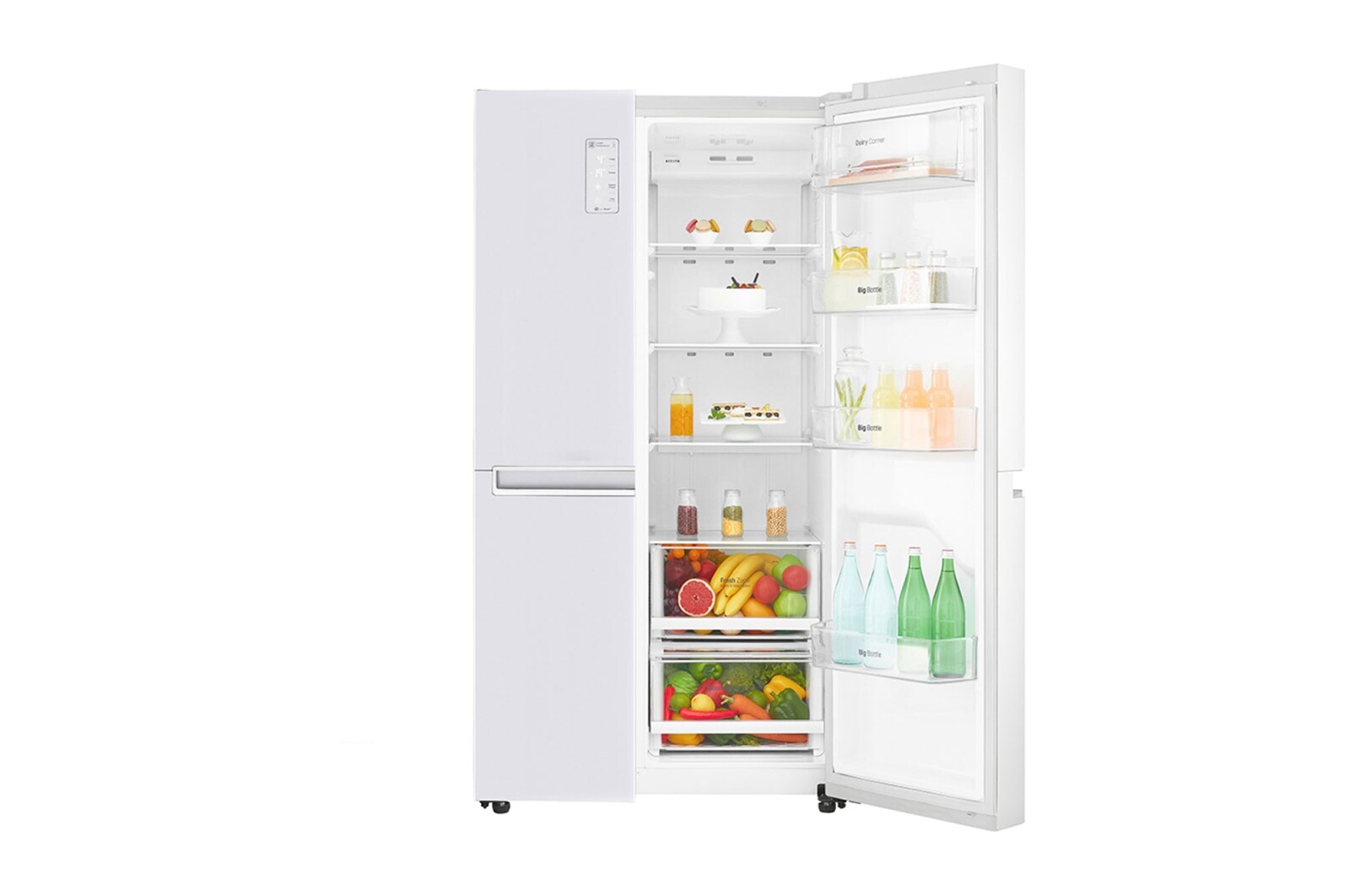 LG 22.1 قدمًا مكعبًا ، ثلاجة جنبًا إلى جنب ، لون أبيض ، تشخيص ذكي ، ضاغط خطي عاكس, LS242BBWLN