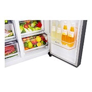 LG 21.2 قدمًا ، ثلاجة جنبًا إلى جنب ، لون فضي بلاتيني ، مقبض جيب ، ضاغط خطي عاكس, LS242BDSLN