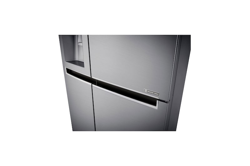 LG 21.2 قدمًا ، ثلاجة جنبًا إلى جنب ، لون فضي بلاتيني ، مقبض جيب ، ضاغط خطي عاكس, LS242BDSLN