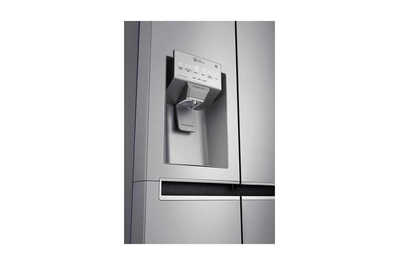 LG 21.2 قدمًا ، ثلاجة جنبًا إلى جنب ، لون فضي بلاتيني ، مقبض جيب ، ضاغط خطي عاكس, LS242BDSLN