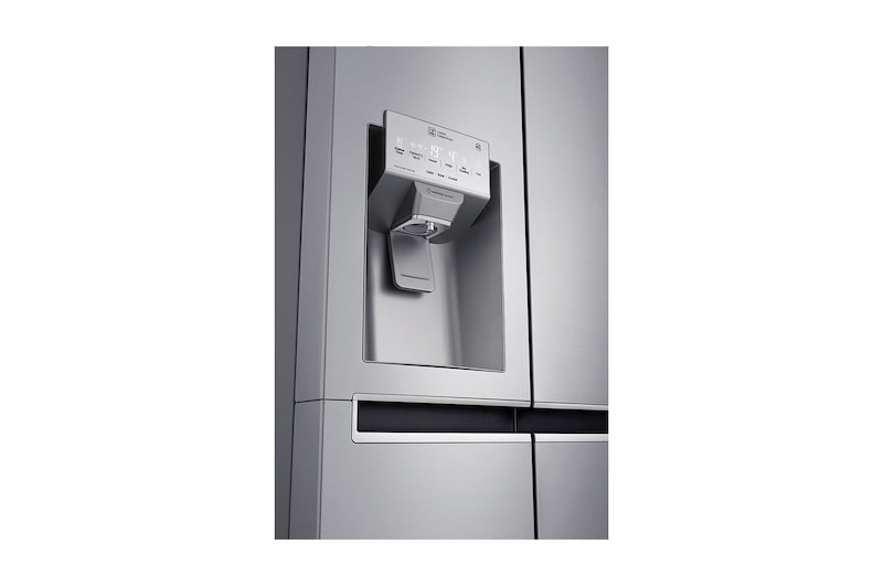 LG 21.2 قدمًا ، ثلاجة جنبًا إلى جنب ، لون فضي بلاتيني ، مقبض جيب ، ضاغط خطي عاكس, LS242BDSLN