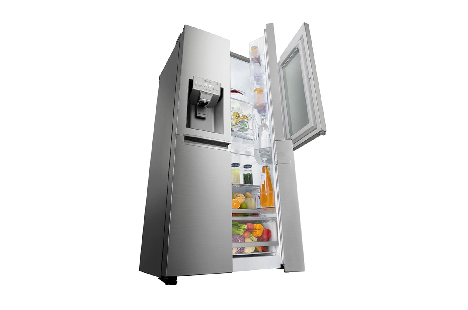 LG 21.2 قدمًا ، ثلاجة جنبًا إلى جنب ، لون فولاذي نوبل ، +InstaView ، Hygiene Fresh، ضاغط خطي عاكس, LS242VBVLN