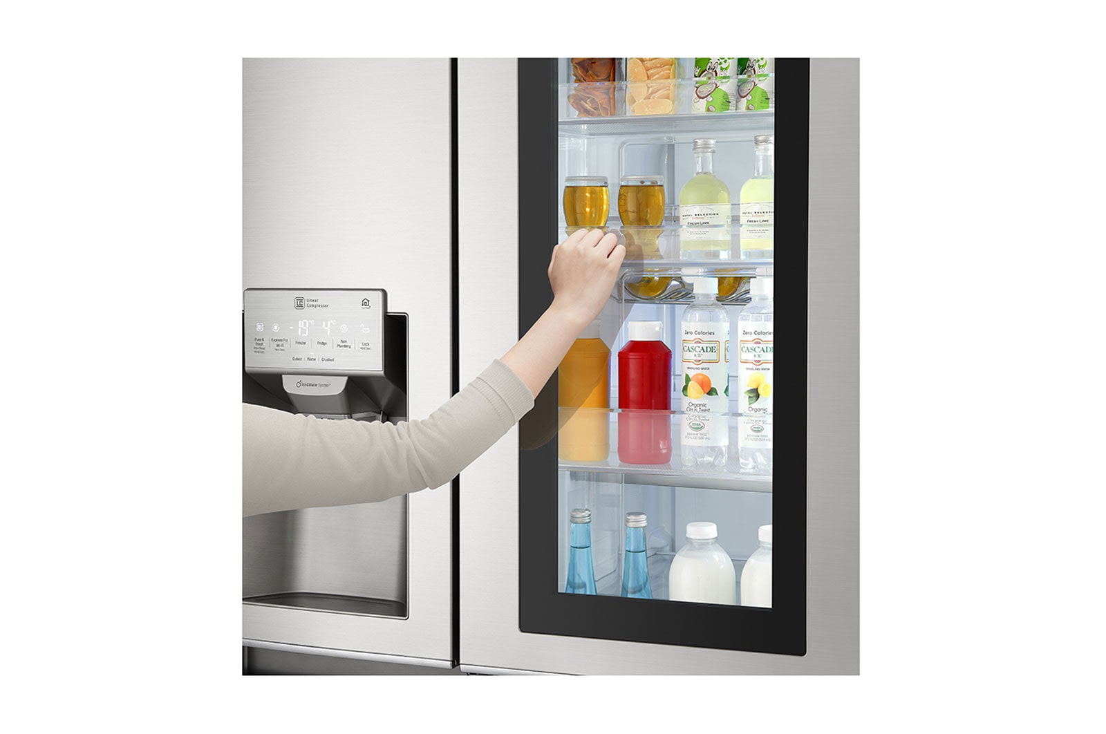 LG 21.2 قدمًا ، ثلاجة جنبًا إلى جنب ، لون فولاذي نوبل ، +InstaView ، Hygiene Fresh، ضاغط خطي عاكس, LS242VBVLN