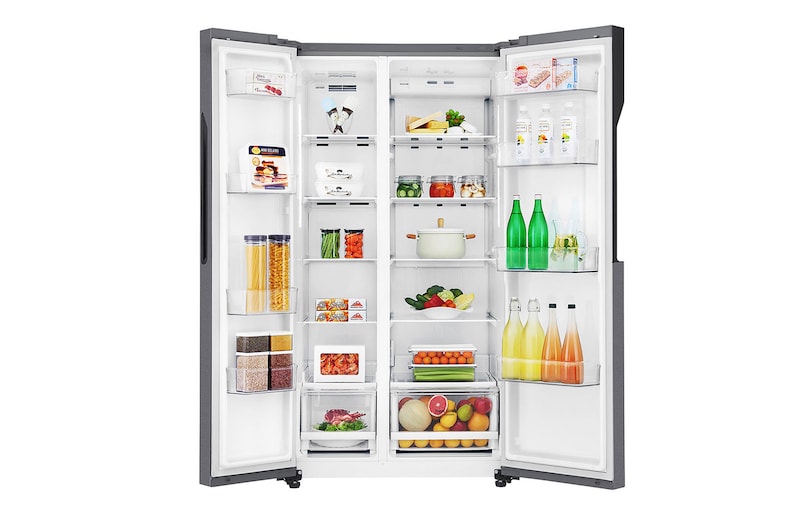 LG 21.6 قدمًا ، ثلاجة جنبًا إلى جنب ، لون جرافيت داكن ، مقبض جيب ، ضاغط خطي عاكس, LS24GBBDLN
