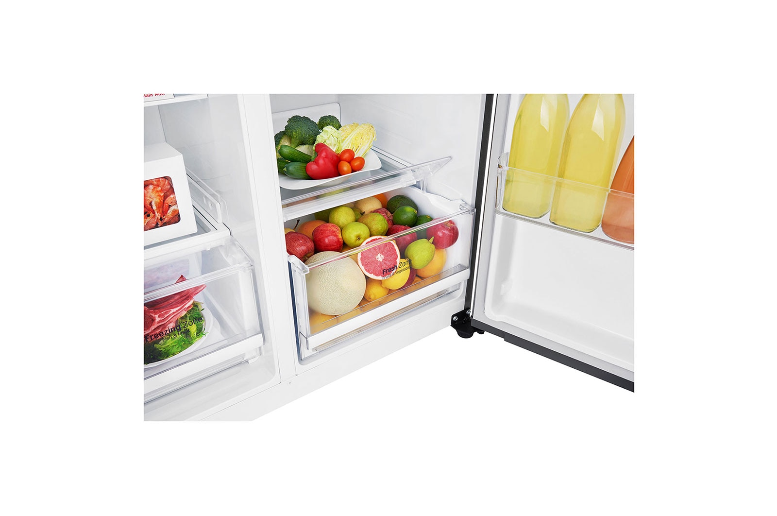 LG 21.6 قدمًا ، ثلاجة جنبًا إلى جنب ، لون جرافيت داكن ، مقبض جيب ، ضاغط خطي عاكس, LS24GBBDLN