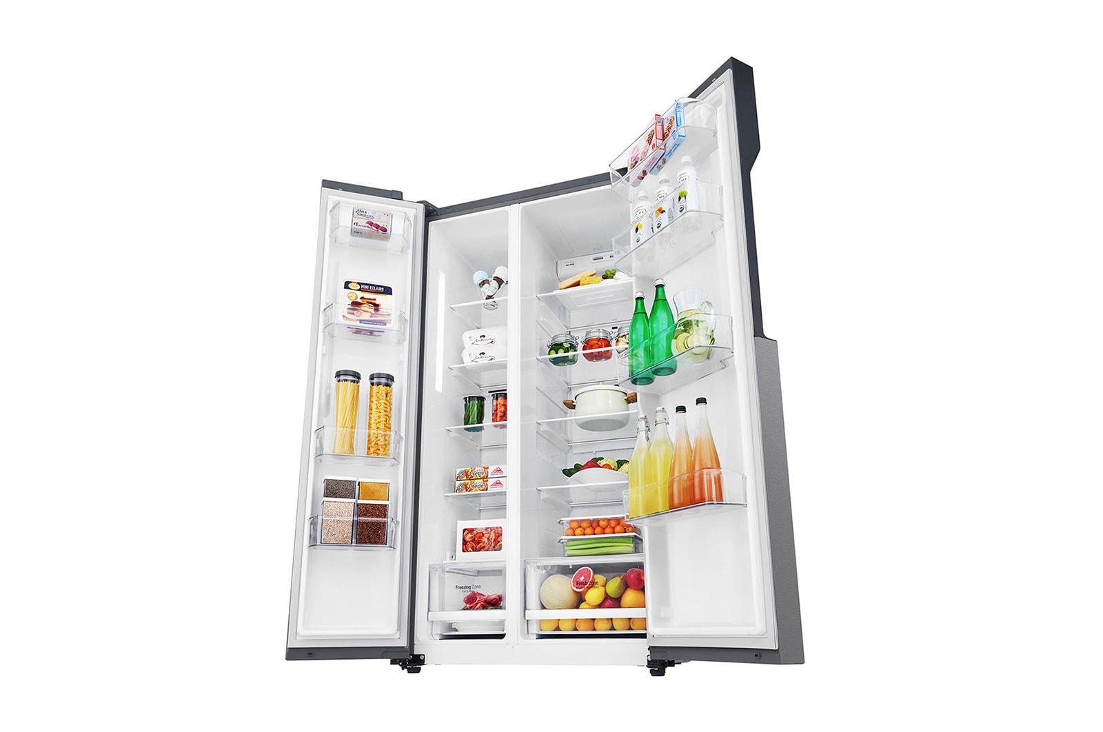 LG 21.6 قدمًا ، ثلاجة جنبًا إلى جنب ، لون جرافيت داكن ، مقبض جيب ، ضاغط خطي عاكس, LS24GBBDLN