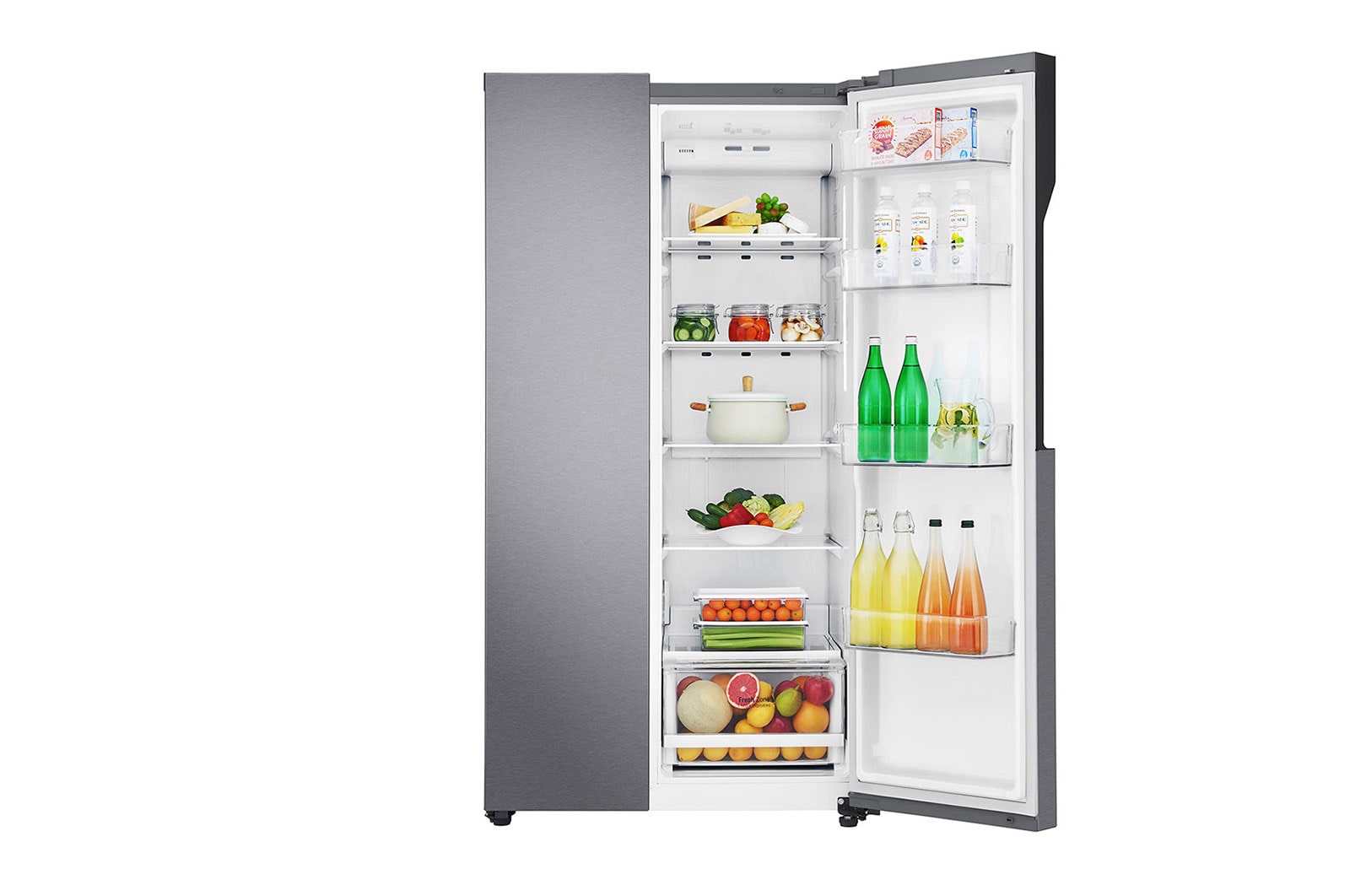 LG 21.6 قدمًا ، ثلاجة جنبًا إلى جنب ، لون جرافيت داكن ، مقبض جيب ، ضاغط خطي عاكس, LS24GBBDLN