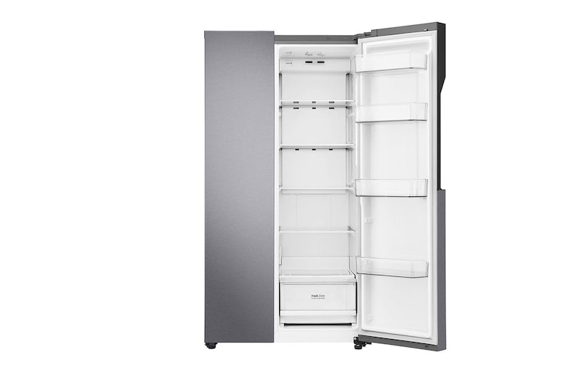 LG 21.6 قدمًا ، ثلاجة جنبًا إلى جنب ، لون جرافيت داكن ، مقبض جيب ، ضاغط خطي عاكس, LS24GBBDLN
