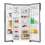 LG 21.6 قدمًا ، ثلاجة جنبًا إلى جنب ، لون جرافيت داكن ، مقبض جيب ، ضاغط خطي عاكس, LS24GBBDLN