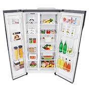 LG 21.6 قدمًا ، ثلاجة جنبًا إلى جنب ، لون جرافيت داكن ، مقبض جيب ، ضاغط خطي عاكس, LS24GBBDLN