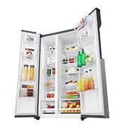 LG 21.6 قدمًا ، ثلاجة جنبًا إلى جنب ، لون جرافيت داكن ، مقبض جيب ، ضاغط خطي عاكس, LS24GBBDLN