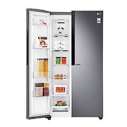 LG 21.6 قدمًا ، ثلاجة جنبًا إلى جنب ، لون جرافيت داكن ، مقبض جيب ، ضاغط خطي عاكس, LS24GBBDLN