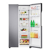 LG 21.6 قدمًا ، ثلاجة جنبًا إلى جنب ، لون جرافيت داكن ، مقبض جيب ، ضاغط خطي عاكس, LS24GBBDLN
