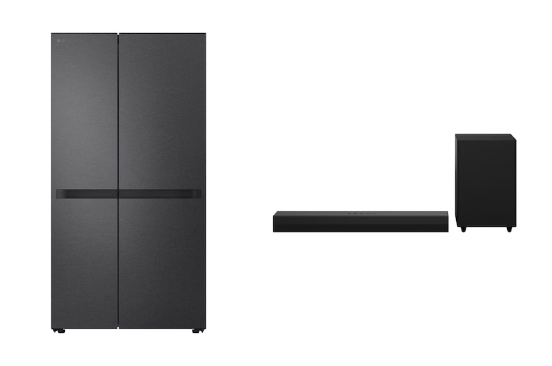 صورة أمامية لـ ثلاجة تبريد علوي | 658 لتر | Multi-Air-Flow + مكبر الصوت LG Soundbar S30A مع WOW Orchestra وواجهة WOW Interface‏ LS25CBBMIK.S30A001