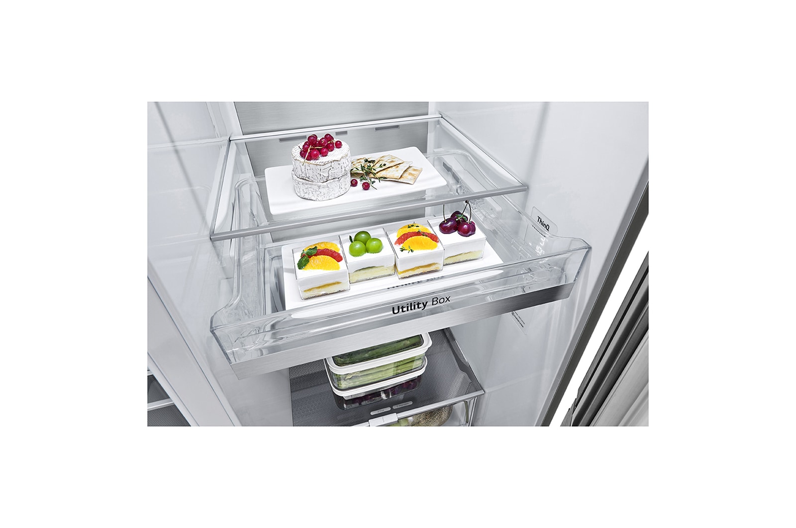 LG 21.7 قدمًا ، ثلاجة جنبًا إلى جنب ، لون فضي بلاتيني ، +InstaView ، Hygiene Fresh، ضاغط خطي عاكس, LS25HVLVLV