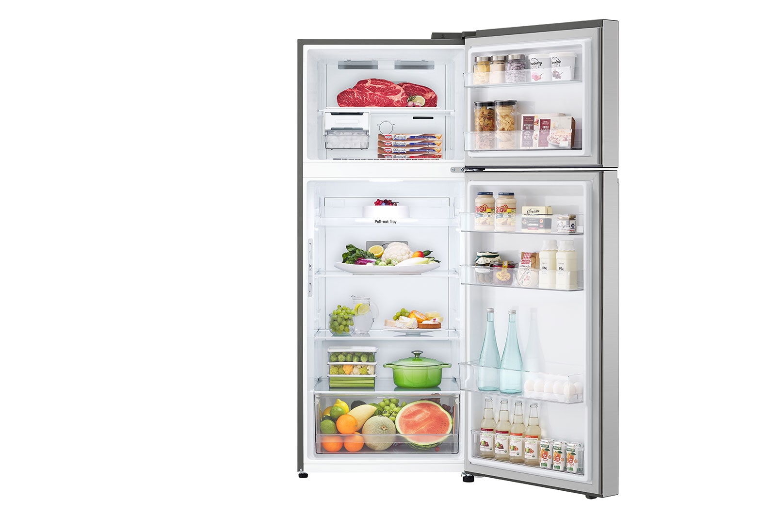 LG 13.9 قدمًا مكعبًا ، ثلاجة بفريزر علوي ، لون فضي ، تشخيص ذكي ، ضاغط عاكس\t\t\t \t\t\t, LT15CBBSIV