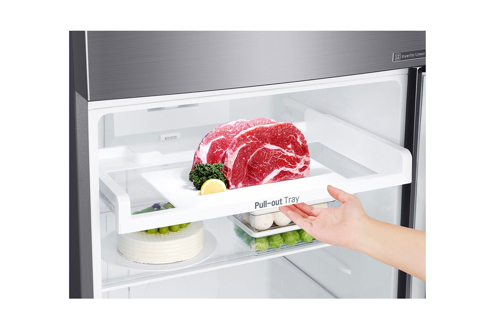 LG 13.9 قدمًا مكعبًا ، ثلاجة بفريزر علوي ، لون فضي بلاتيني ، تدفق هواء متعدد ، ضاغط عاكس ذكي , LT15CBBSLN