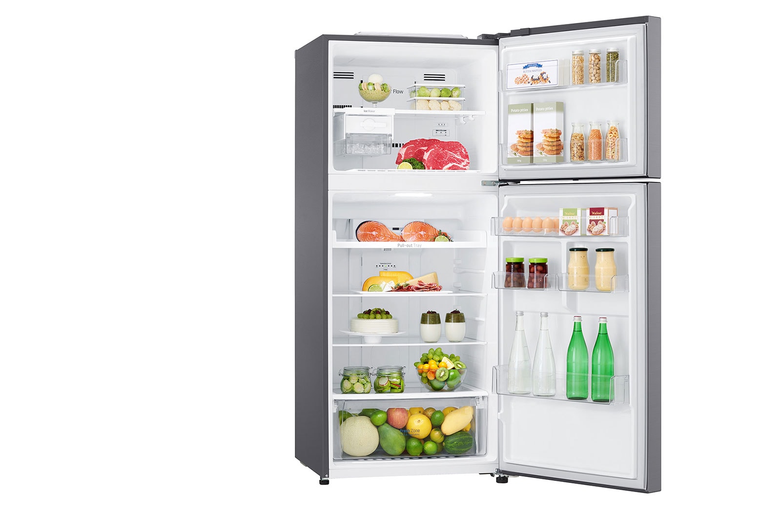 LG 13.9 قدمًا مكعبًا ، ثلاجة بفريزر علوي ، لون فضي بلاتيني ، تدفق هواء متعدد ، ضاغط عاكس ذكي , LT15CBBSLN