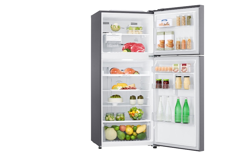 LG 13.9 قدمًا مكعبًا ، ثلاجة بفريزر علوي ، لون فضي بلاتيني ، تدفق هواء متعدد ، ضاغط عاكس ذكي , LT15CBBSLN