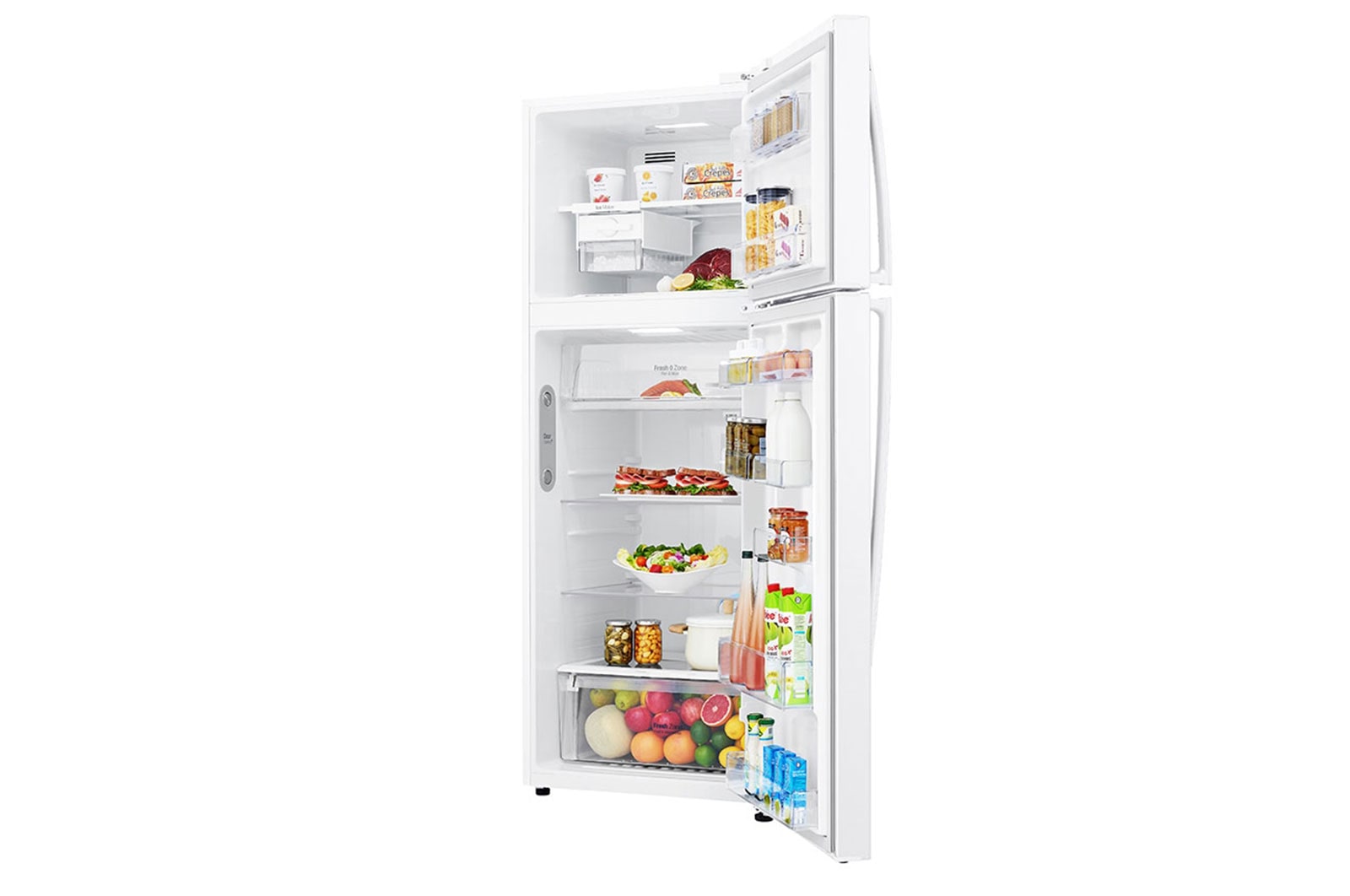 LG 15.4 قدمًا مكعبًا ، ثلاجة بفريزر علوي ، لون أبيض ، تكنولوجيا ThinQ (wifi) ، تدفق هواء متعدد ، ضاغط خطي عاكس موفر للطاقة, LT17HBHWLN