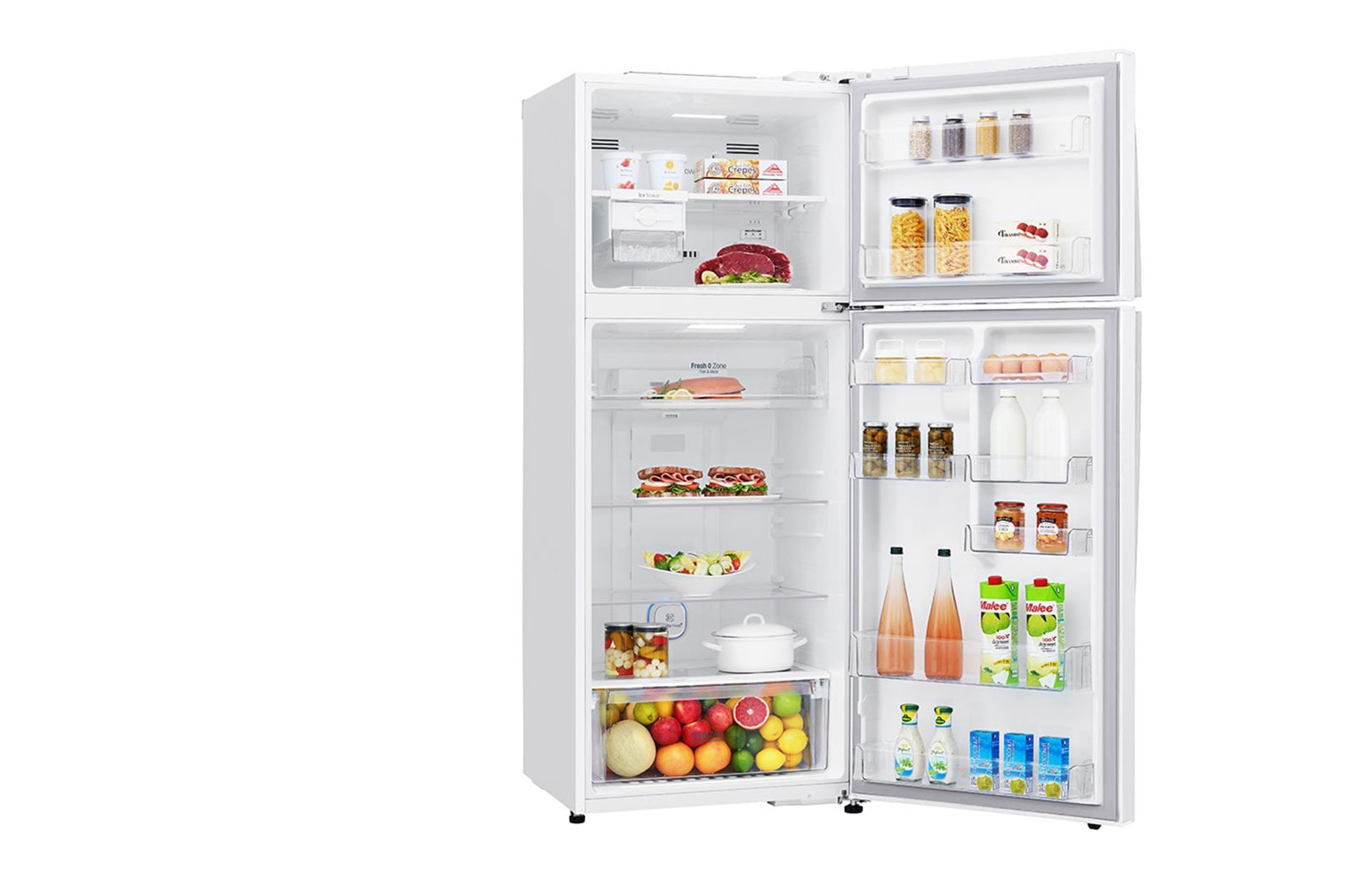 LG 15.4 قدمًا مكعبًا ، ثلاجة بفريزر علوي ، لون أبيض ، تكنولوجيا ThinQ (wifi) ، تدفق هواء متعدد ، ضاغط خطي عاكس موفر للطاقة, LT17HBHWLN