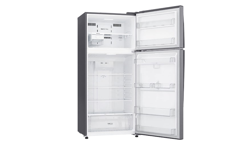 LG 16.9 قدمًا مكعبًا ، ثلاجة بفريزر علوي ، لون فضي بلاتيني ، تدفق هواء متعدد ، ضوء LED ، صينية ثلج متحركة, LT18CBBSLN