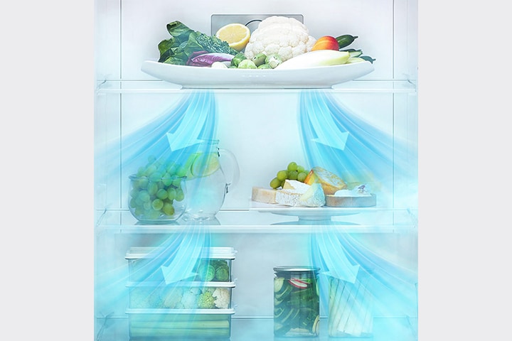 تدفق هواء متعدد ينتشر من الداخل نحو الجزء السفلي