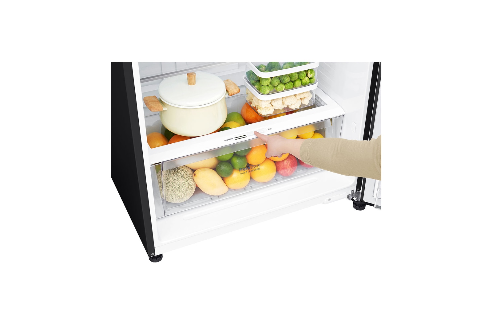 bottom freezer with food