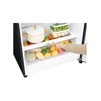 bottom freezer with food