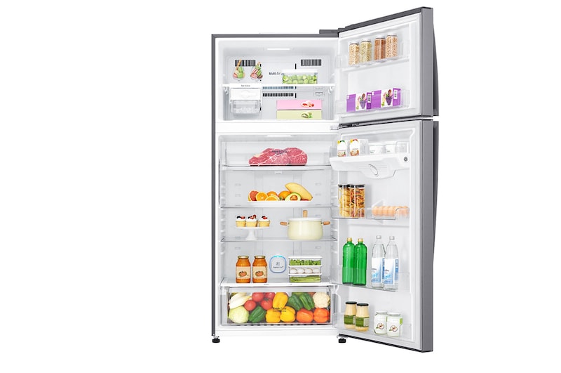 LG 17.9 قدمًا مكعبًا ، ثلاجة بفريزر علوي ، لون فضي بلاتيني ، تكنولوجيا ThinQ (wifi) ، تدفق هواء متعدد ، ضاغط خطي عاكس موفر للطاقة, LT19HBHSLN