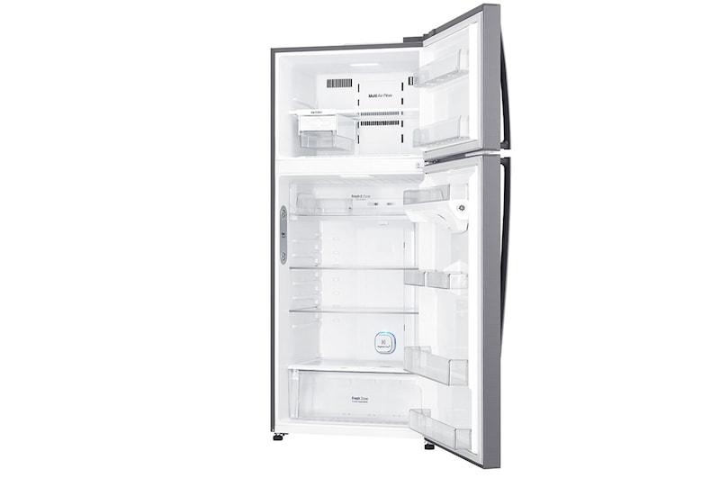 LG 17.9 قدمًا مكعبًا ، ثلاجة بفريزر علوي ، لون فضي بلاتيني ، تكنولوجيا ThinQ (wifi) ، تدفق هواء متعدد ، ضاغط خطي عاكس موفر للطاقة, LT19HBHSLN