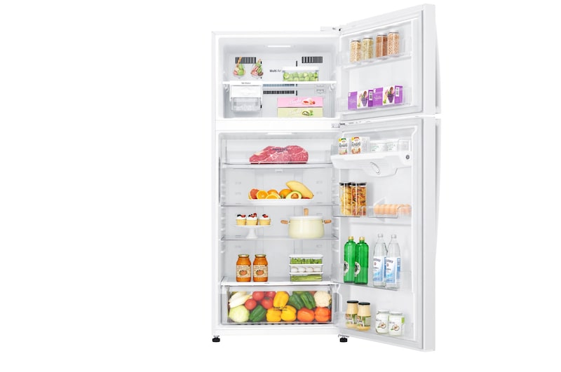 LG 17.9 قدمًا مكعبًا ، ثلاجة بفريزر علوي ، لون أبيض ، تكنولوجيا ThinQ (wifi) ، تدفق هواء متعدد ، ضاغط خطي عاكس موفر للطاقة, LT19HBHWLN