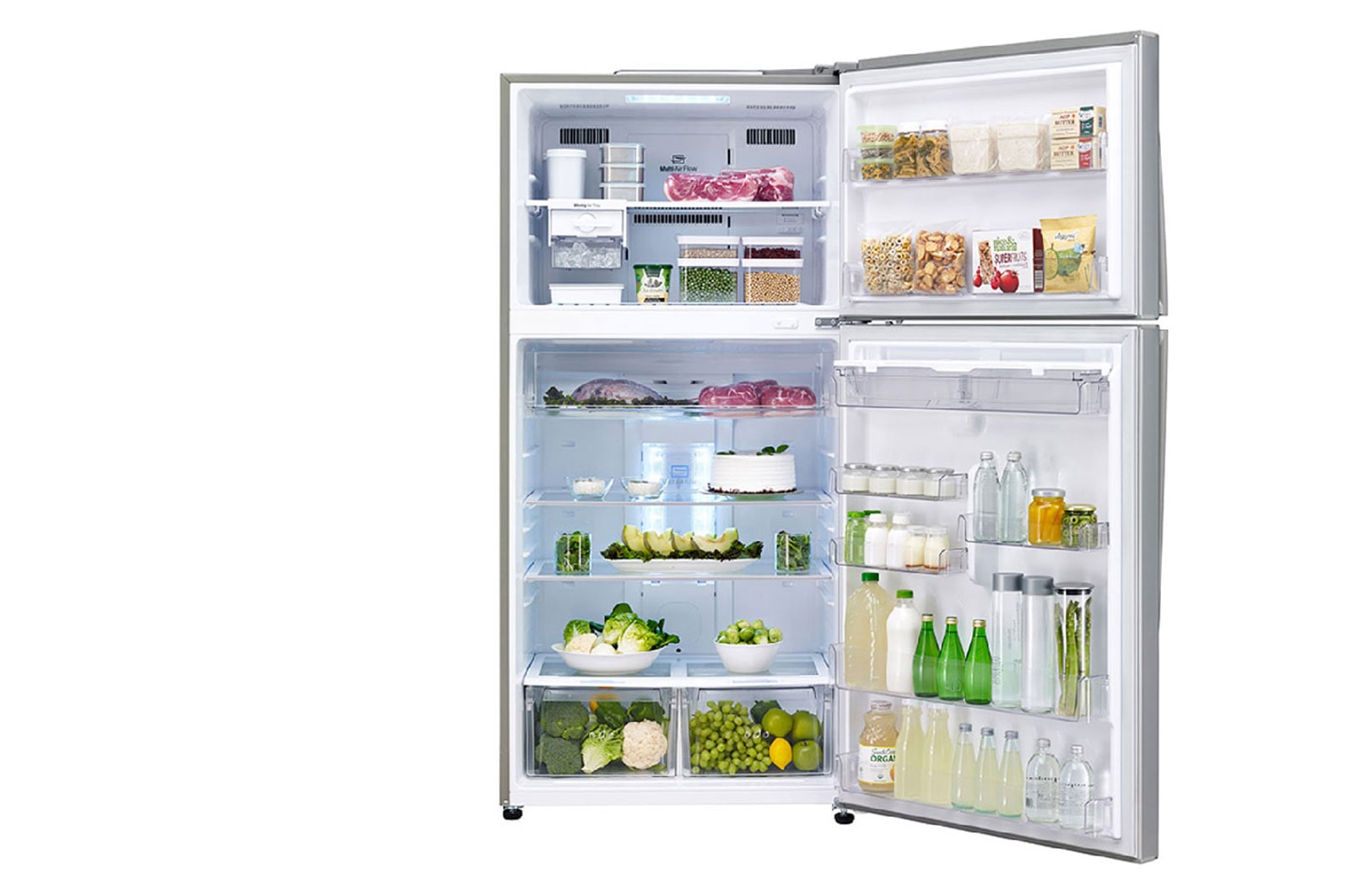 LG 20.9 قدمًا مكعبًا ، ثلاجة بفريزر علوي ، Smart ThinQ (wifi) ، تقنية ™+Hygiene Fresh ،<br> DoorCooling، ضاغط خطي عاكس موفر للطاقة, LT22HBHSLN
