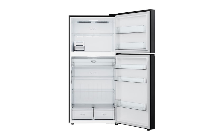 صورة أمامية للمنتج مفتوحًا مع ظهور الطعام المخزن