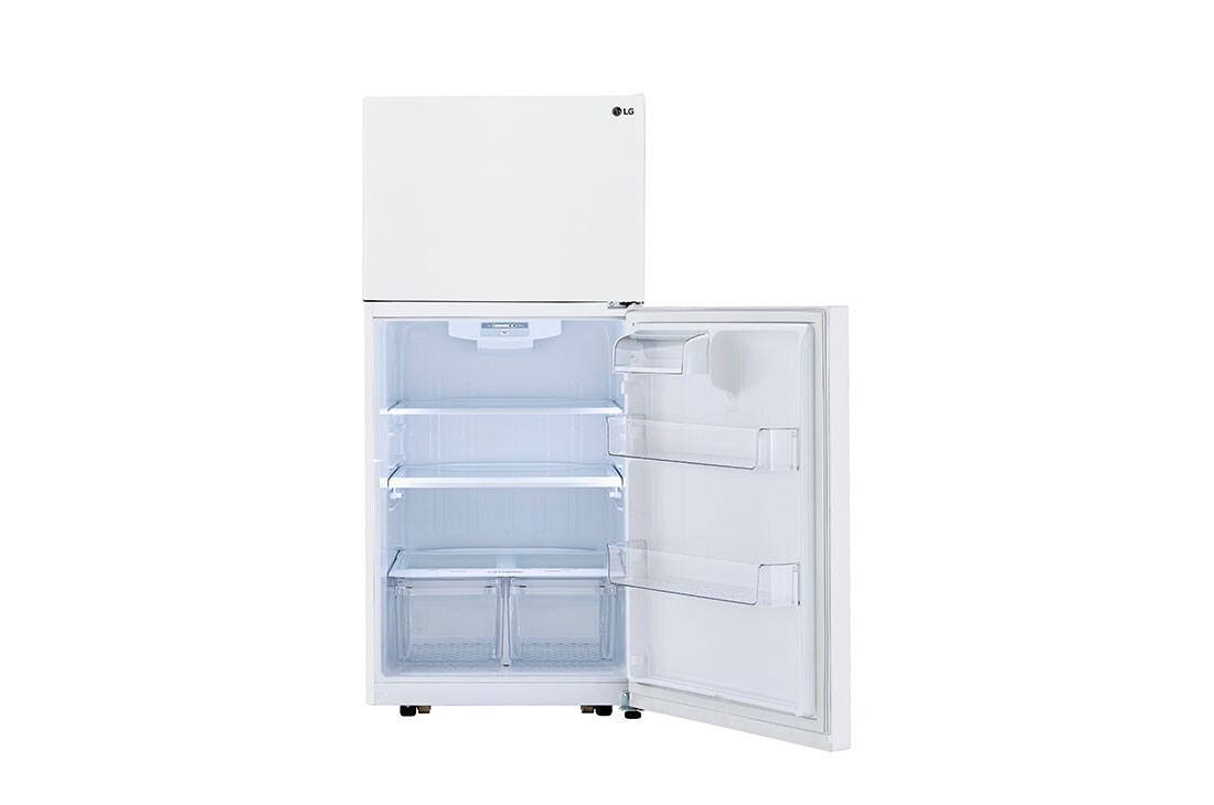 Front view with fridge door open