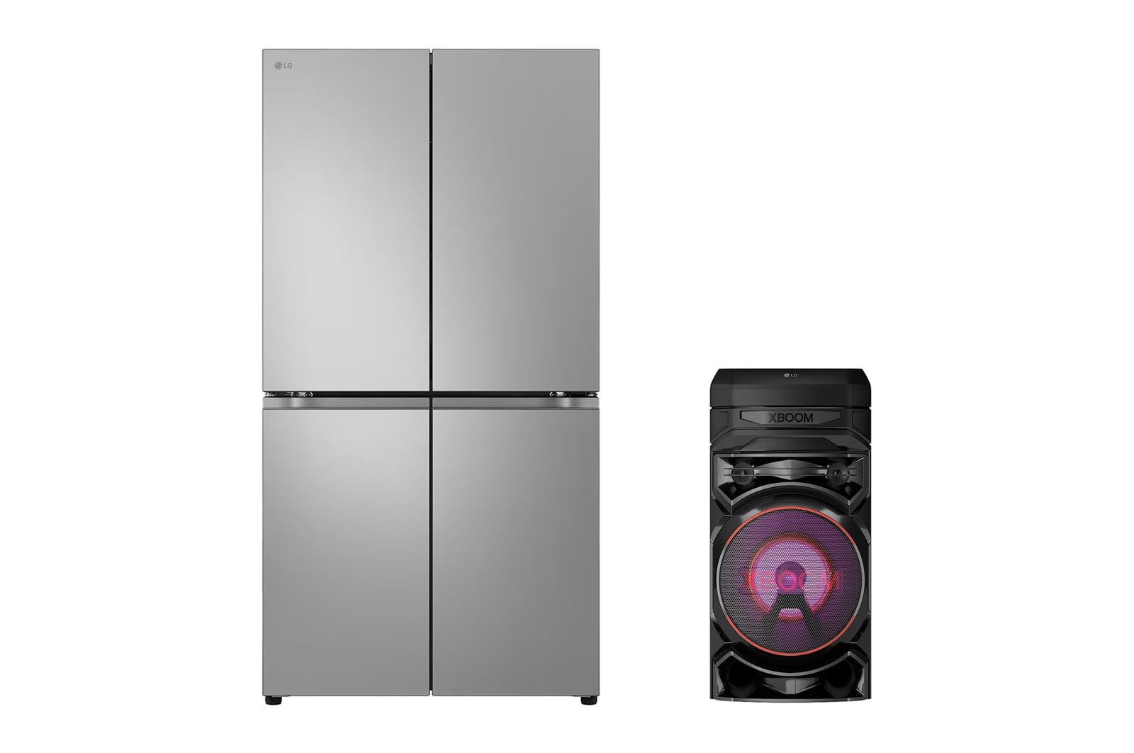 صورة أمامية لـ 27.2 قدمًا، ثلاجة متعددة الابواب، حجم كبير + LG XBOOM RNC5 PTLM334BB.RNC5