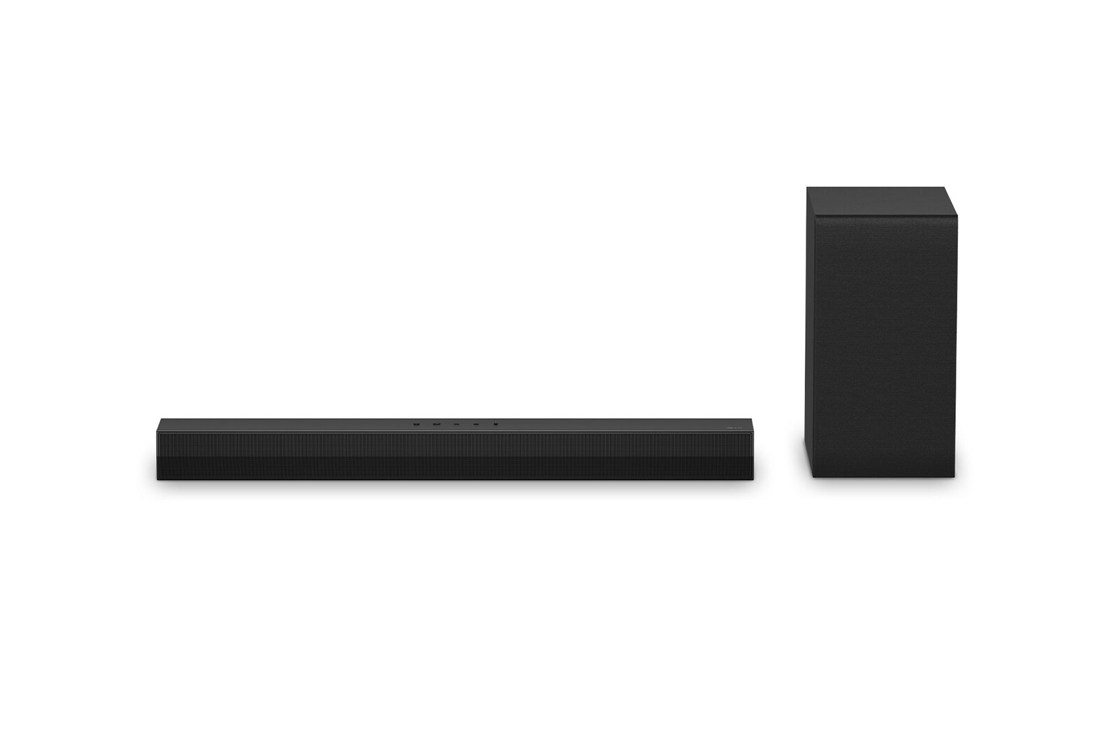 صورة أمامية لمكبر الصوت LG Soundbar S40T ومضخم الصوت subwoofer